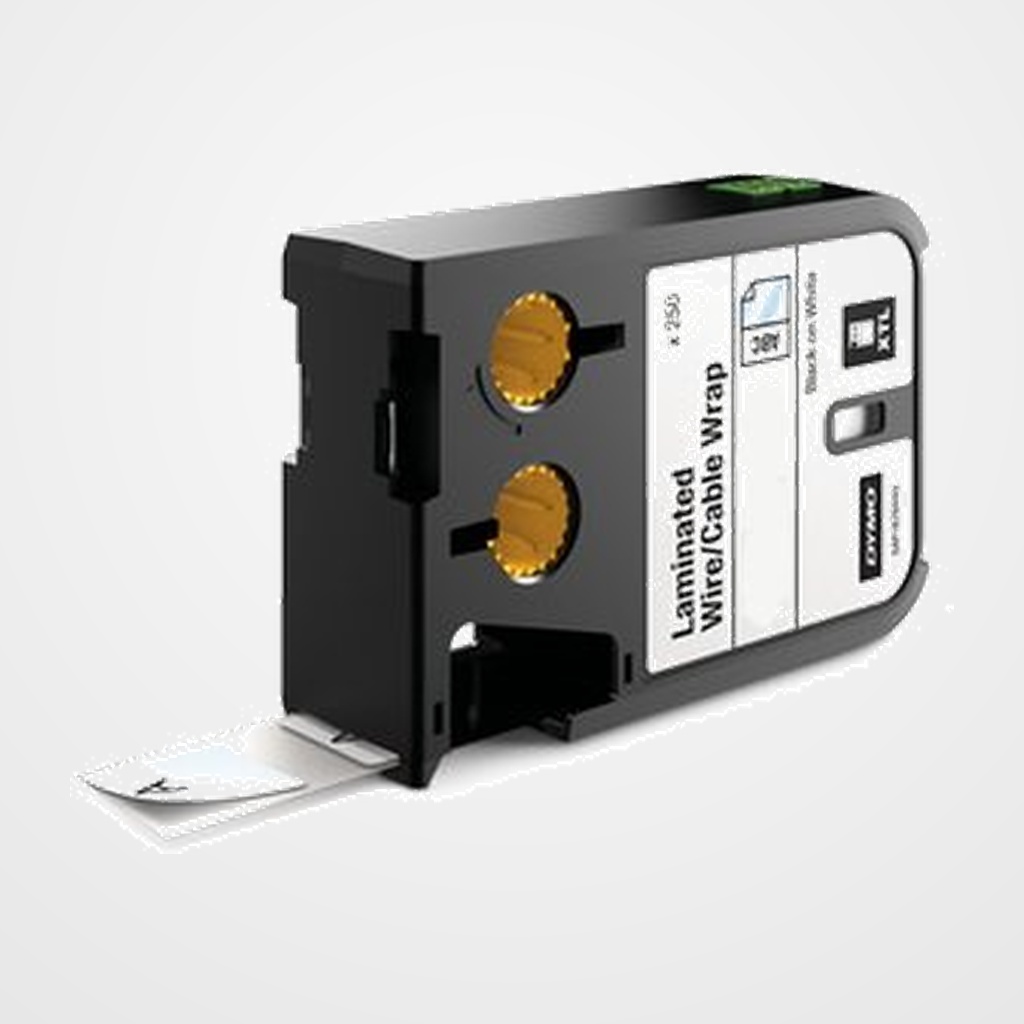 ETIQUETAS DYMO XTL PARA ALAMBRE LAMINADO 13/16” x 1-9/16” 21x39mm NEGRO sobre BLANCO