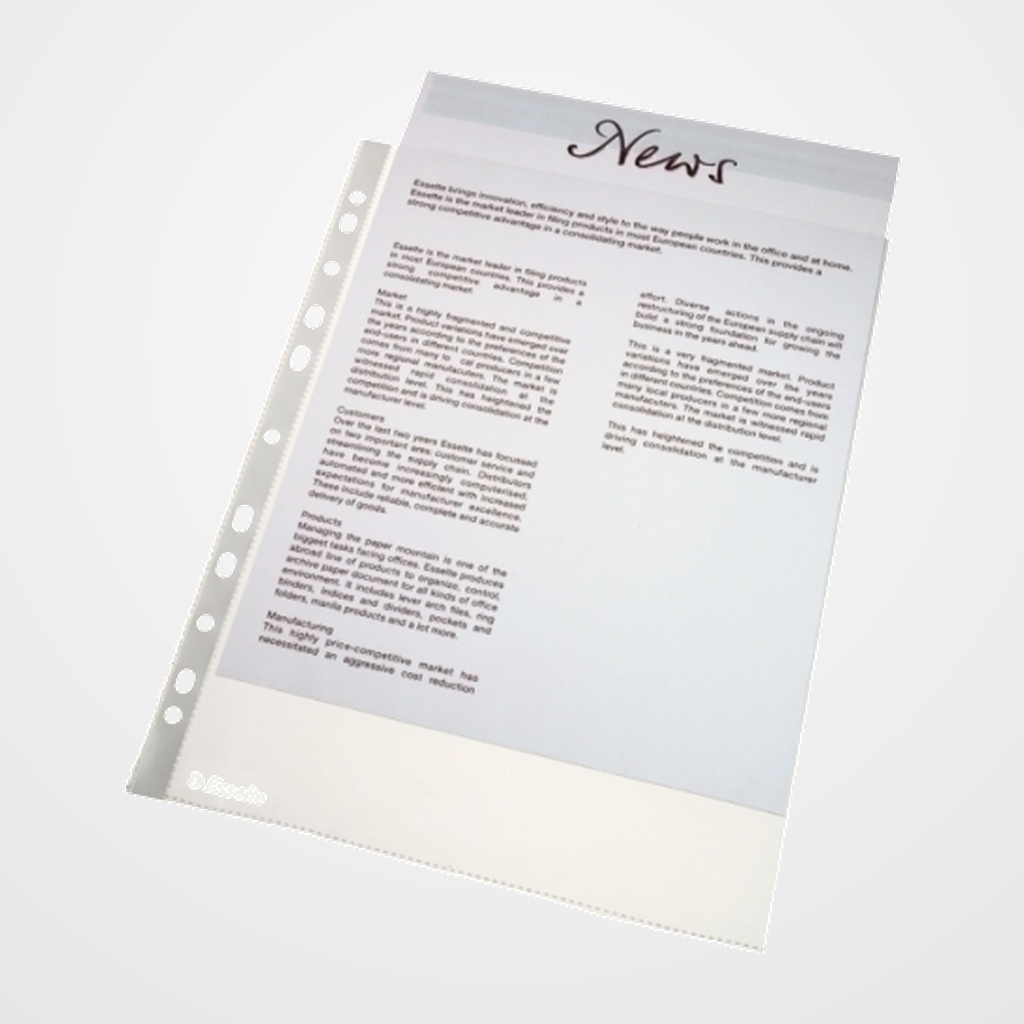 FUNDA MULTITALADRO ESSELTE PP  40µ PL.NJ. A4 11 TAL.RFZO. BOLSA de 25