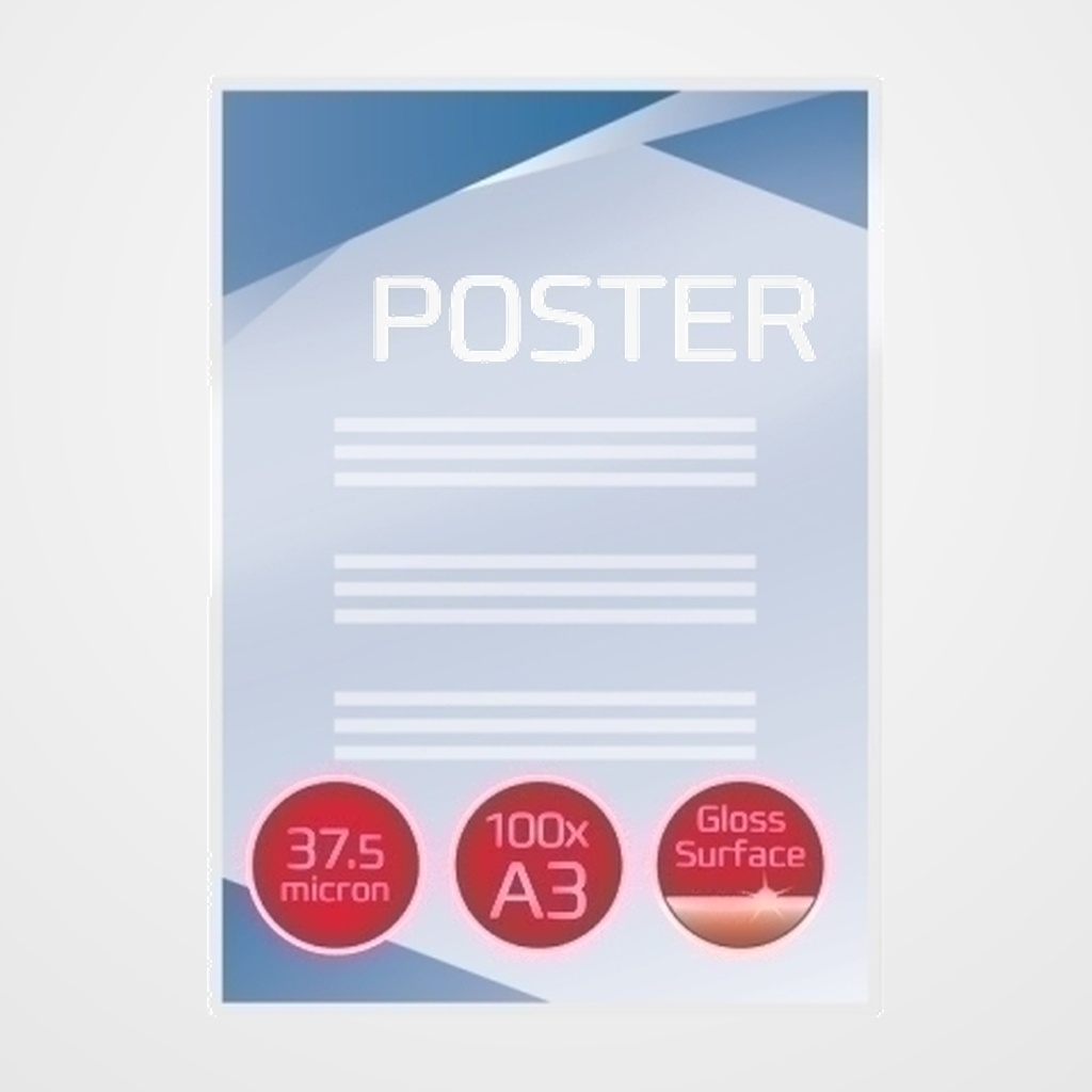 FUNDA PLASTIFICAR GBC 303x426 (A3) 75µ (2x37,5µ) PAQUETE de 200