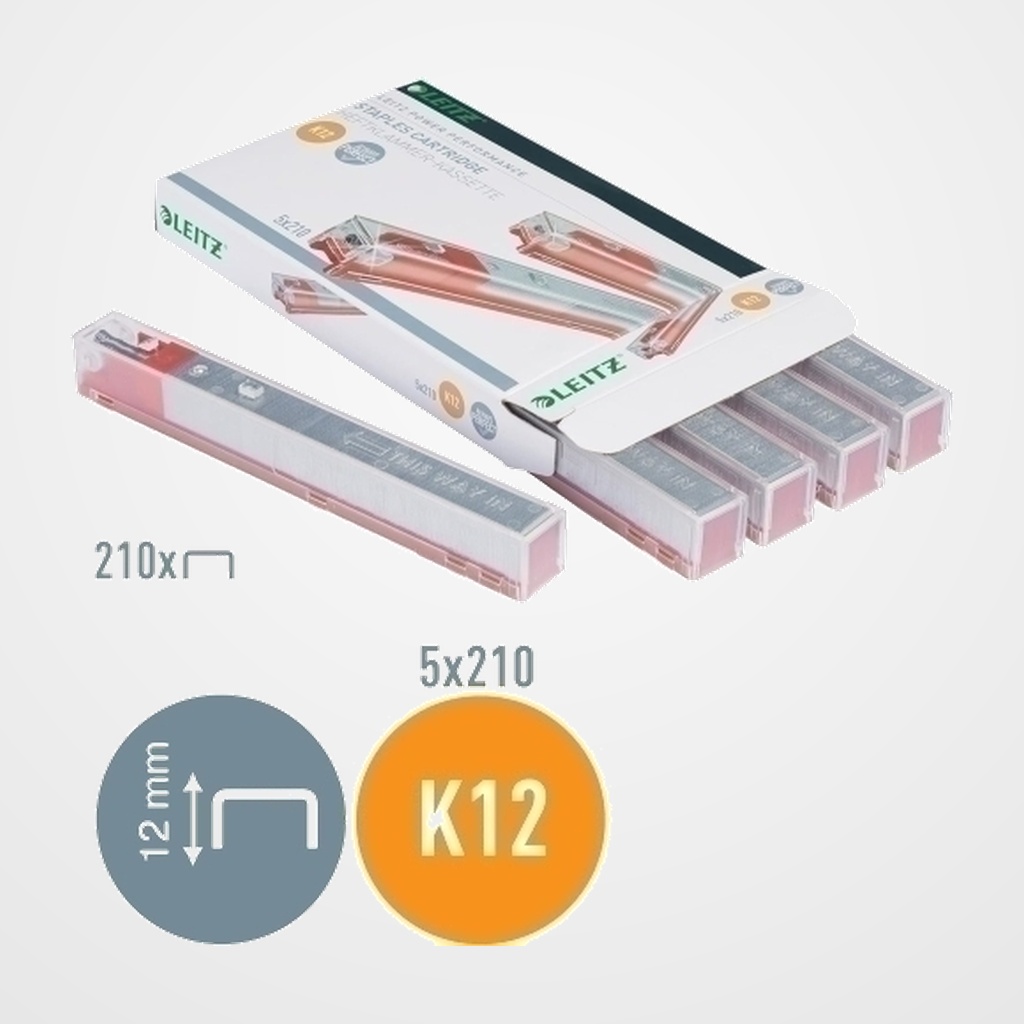 [12901634] GRAPAS LEITZ para 5550/5551 CARTUCHO K12 ROJO (80h) GALVANIZADAS CAJA de 5 CARTUCHOS