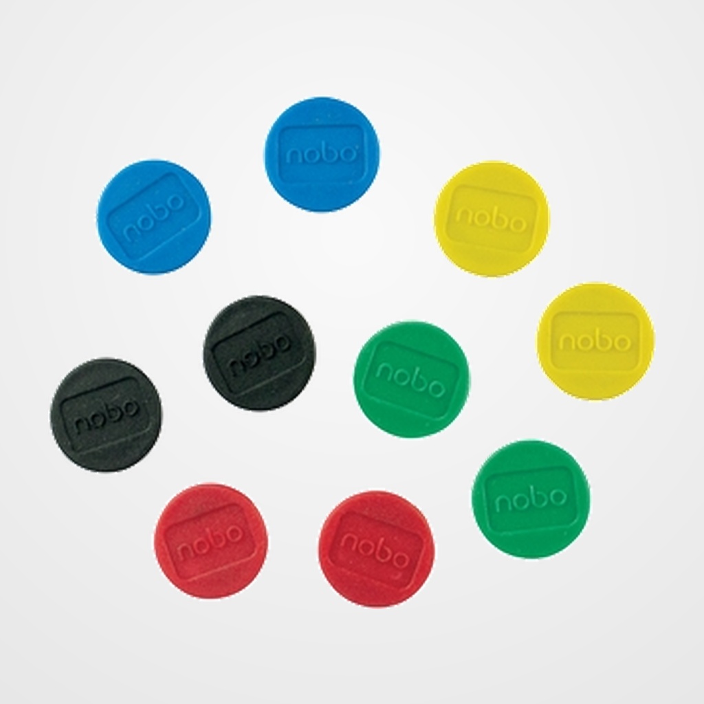 IMANES NOBO PARA PIZARRAS BOLSA 10 Uds. 13 mm COLORES SURTIDOS