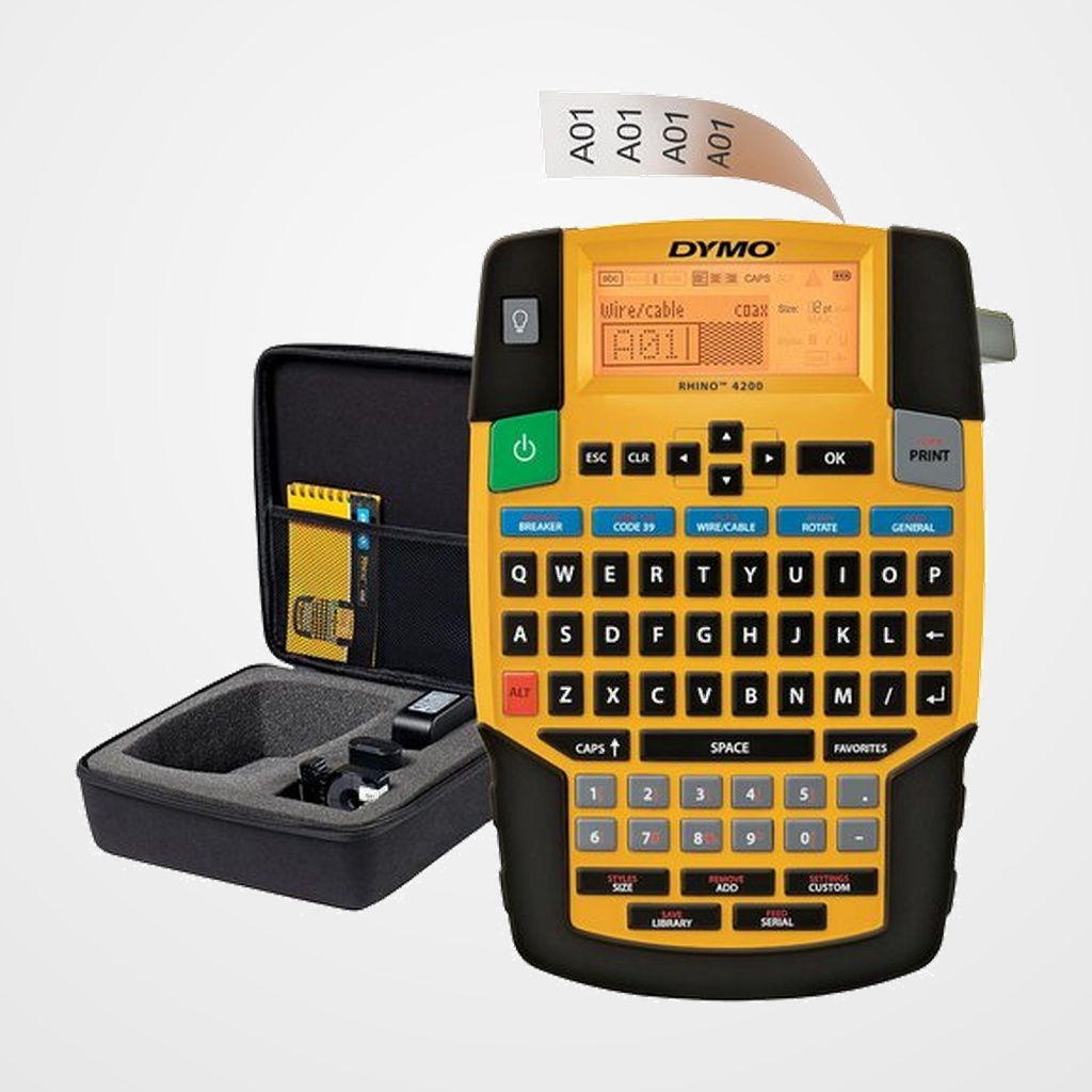 MAQUINA de ROTULAR DYMO INDUSTRIAL ELECTRONICA RHINO 4200 CON MALETIN