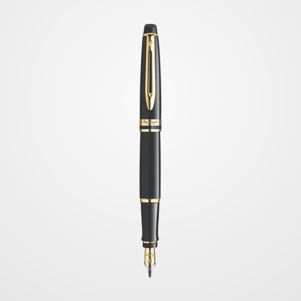 PLUMA WATERMAN EXPERT LACA NEGRA RIBETE DORADO (M)