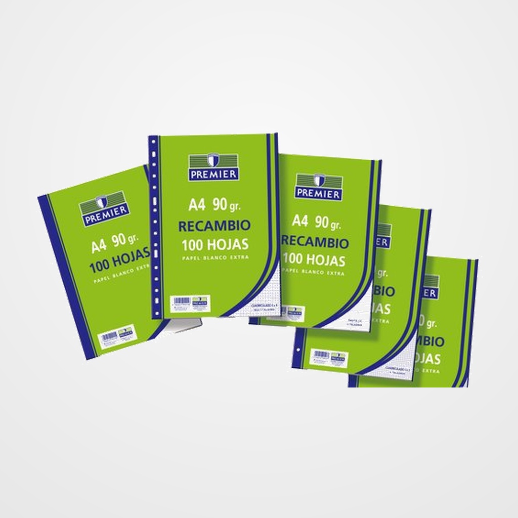 RECAMBIO TAURO PREMIER A4 100h 90gr 4 TALADROS LISO