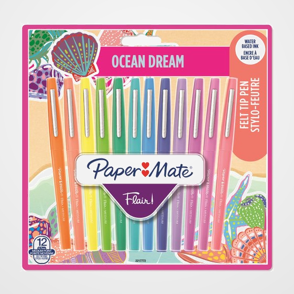 [10206670] ROTULADOR FIBRA PAPER MATE FLAIR OCEAN DREAM ESTUCHE de 12
