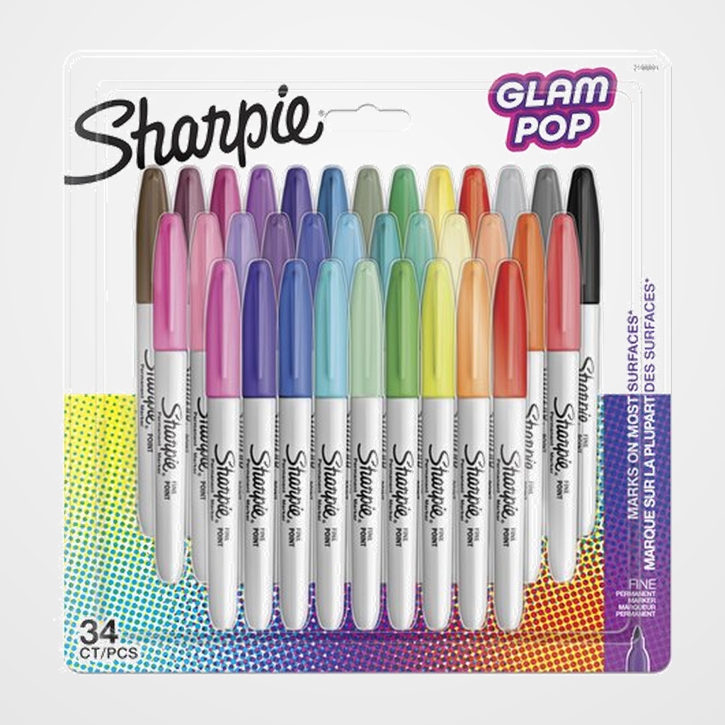 [10206039] ROTULADOR PERMANENTE SHARPIE FINE GLAM POP BLISTER de 34