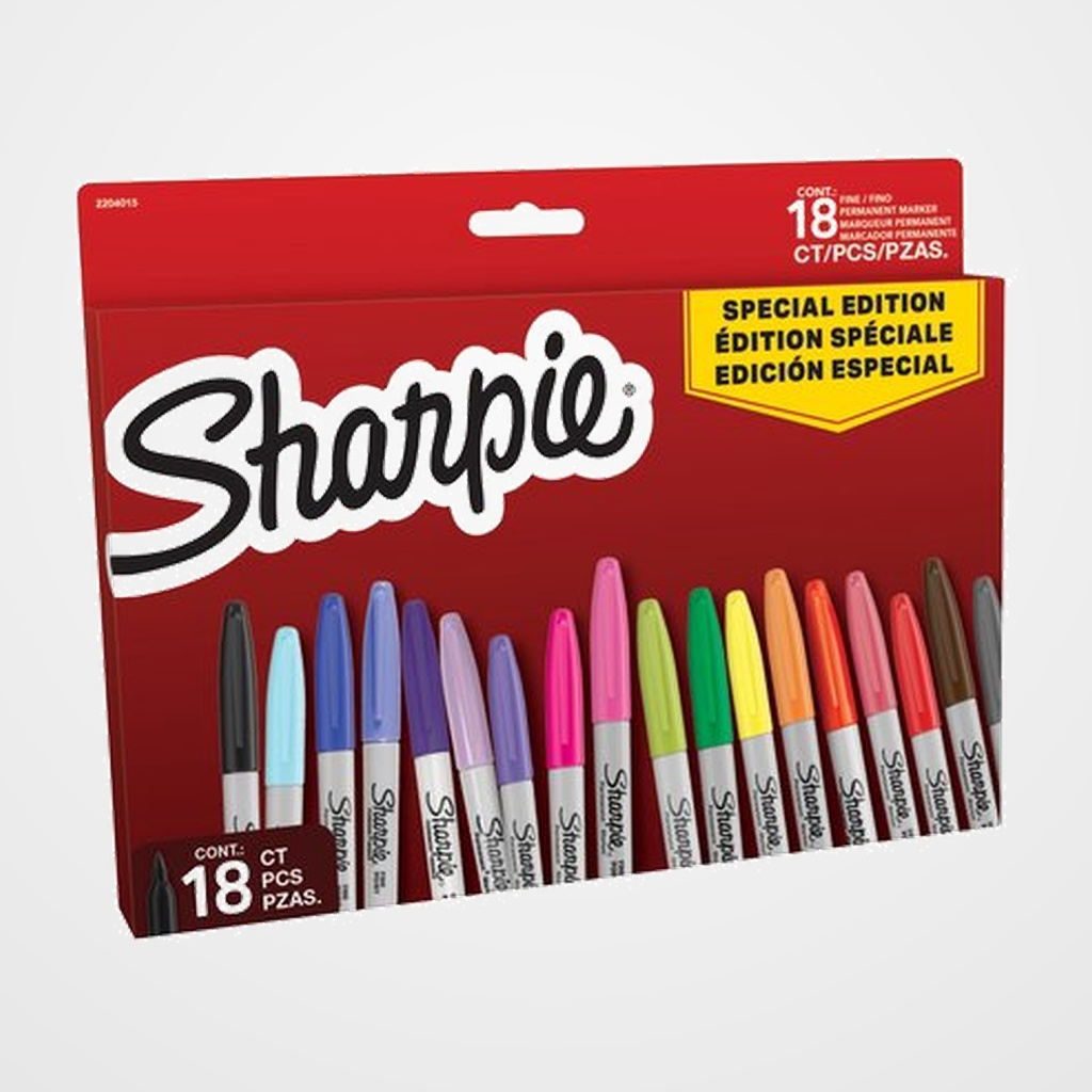 ROTULADOR PERMANENTE SHARPIE FINE GLOBAL SURTIDO BLISTER de 18