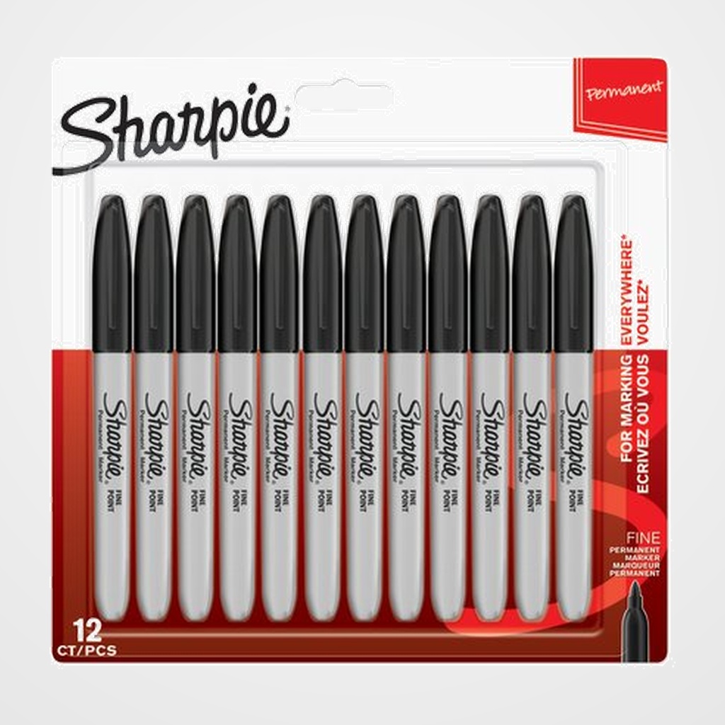 ROTULADOR PERMANENTE SHARPIE FINE NEGRO CAJA de 12