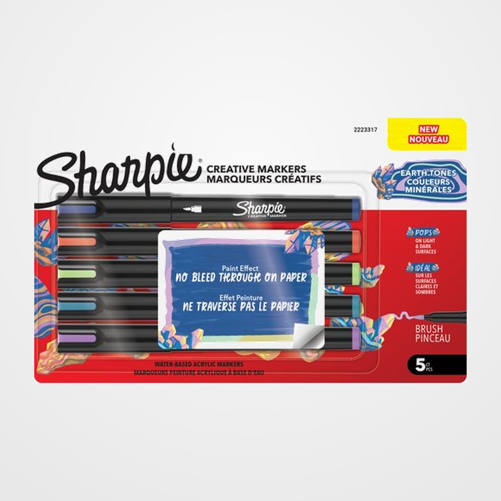 [10206666] ROTULADOR SHARPIE CREATIVE ACRYLIC PUNTA PINCEL COLORES TIERRA BLISTER de 5