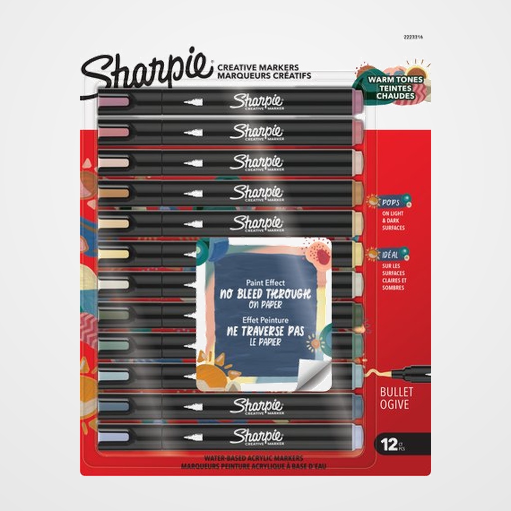 [10206665] ROTULADOR SHARPIE CREATIVE ACRYLIC SURTIDO COLORES CALIDOS BLISTER de 12