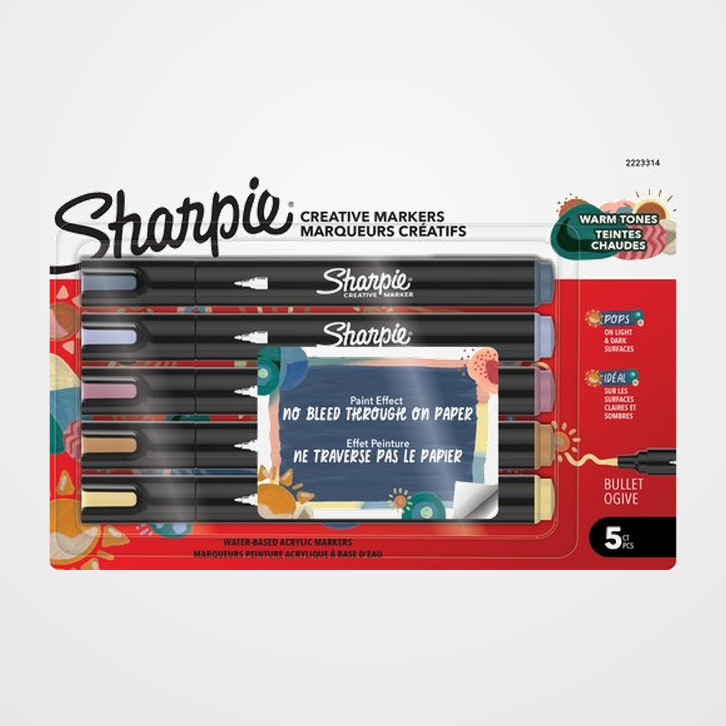 [10206664] ROTULADOR SHARPIE CREATIVE ACRYLIC SURTIDO COLORES CALIDOS BLISTER de 5