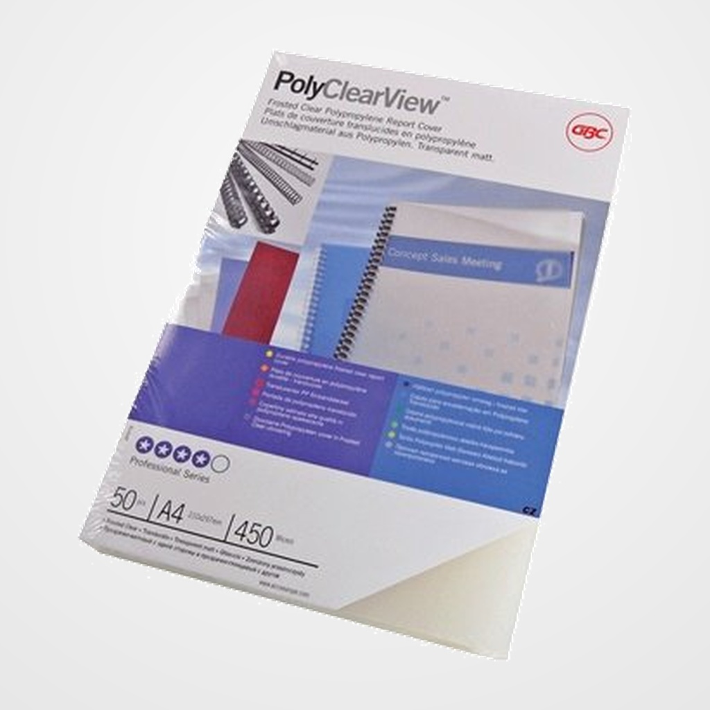 [18101107] TAPA de ENCUADERNAR GBC A4 350 MIC. PP NATURAL-BRILLO/MATE (POLYCOVER) CAJA de 100