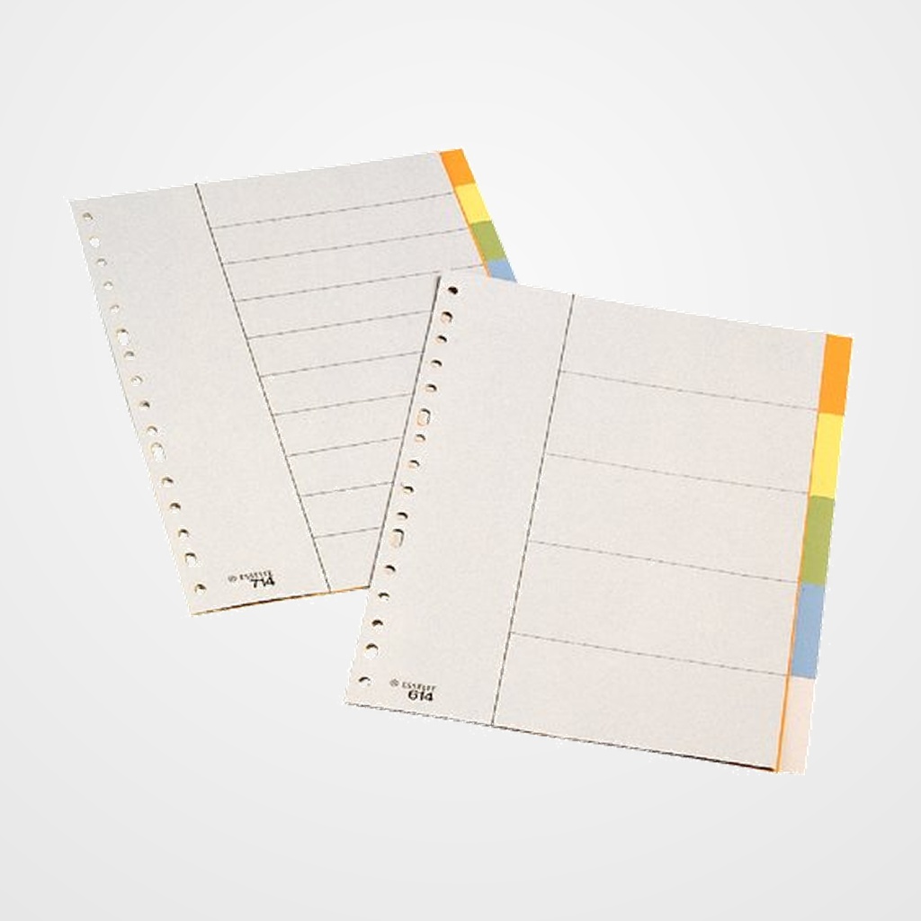 [26501605] SEPARADORES ESSELTE PP FOLIO 10 pestañas MULTITALADRO (Mod. 714) con IND.COLOR