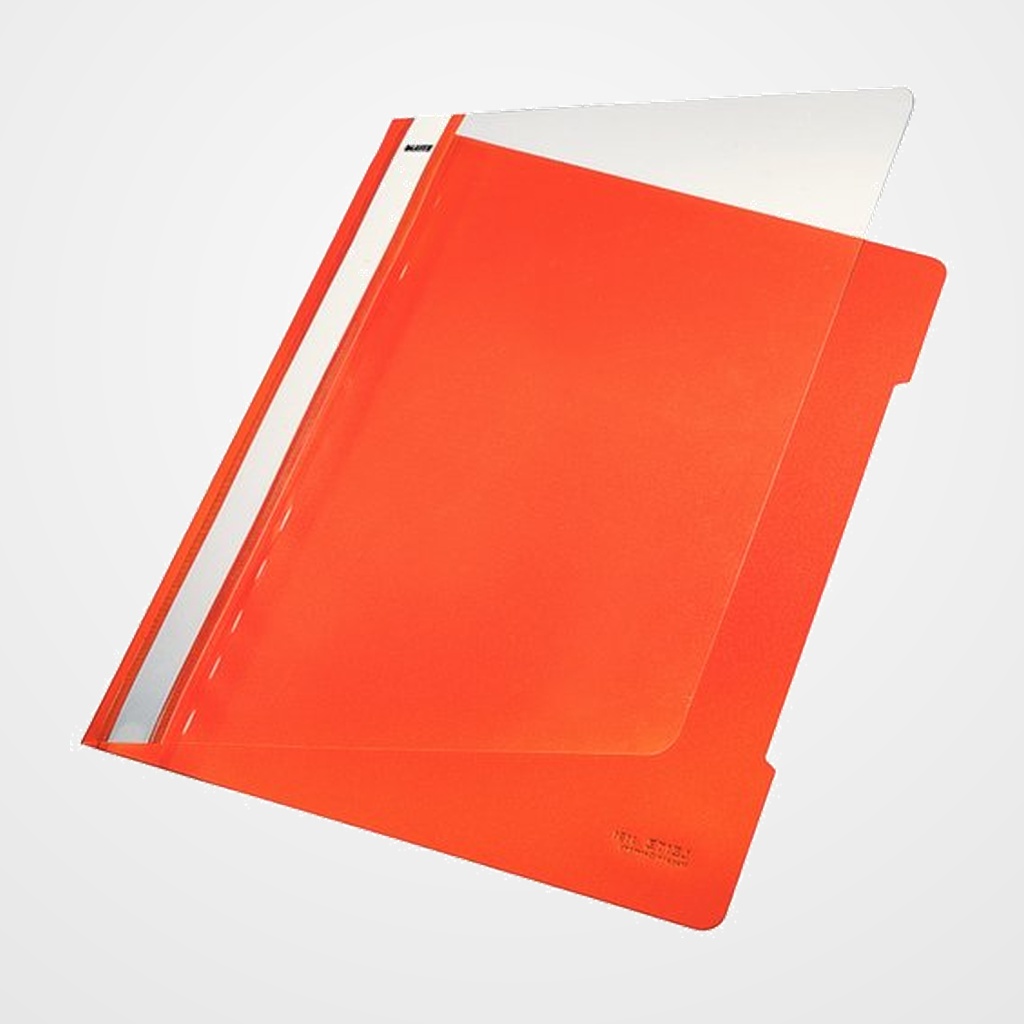 DOSIER FASTENER LEITZ (PLASTICO) PVC A4 con TARJETERO NARANJA