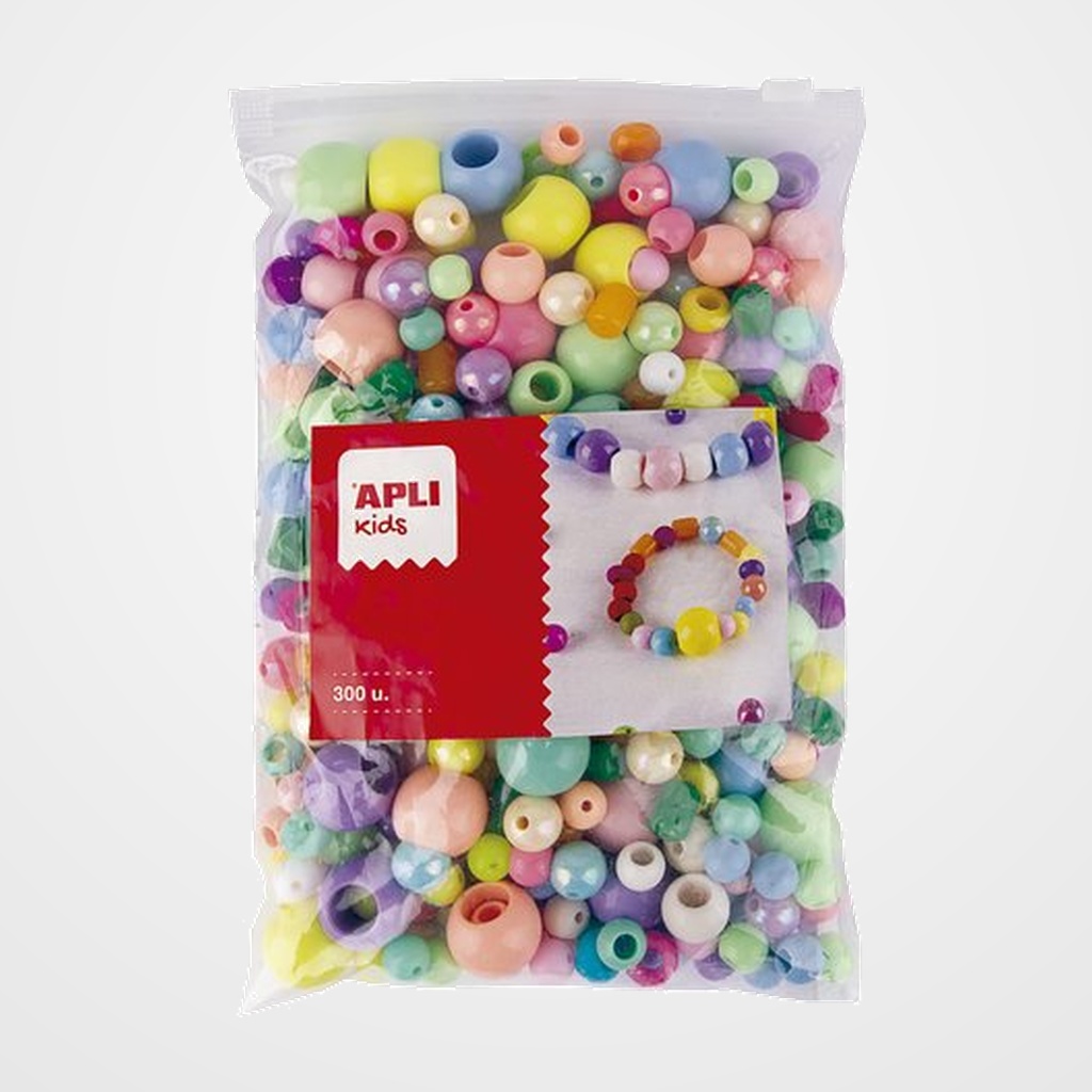 ABALORIOS APLI DE PLASTICO COLORES SURTIDOS DE 10-25mm BOLSA de 300