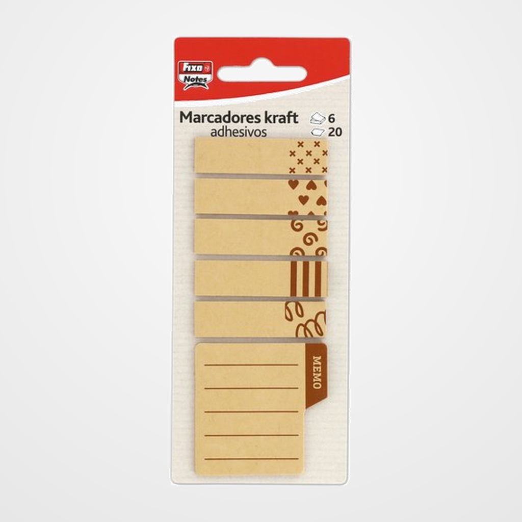 [26901602] BANDERITAS ADHESIVAS FIXO NOTES  KRAFT MEMO KRAFT  PACK de 6