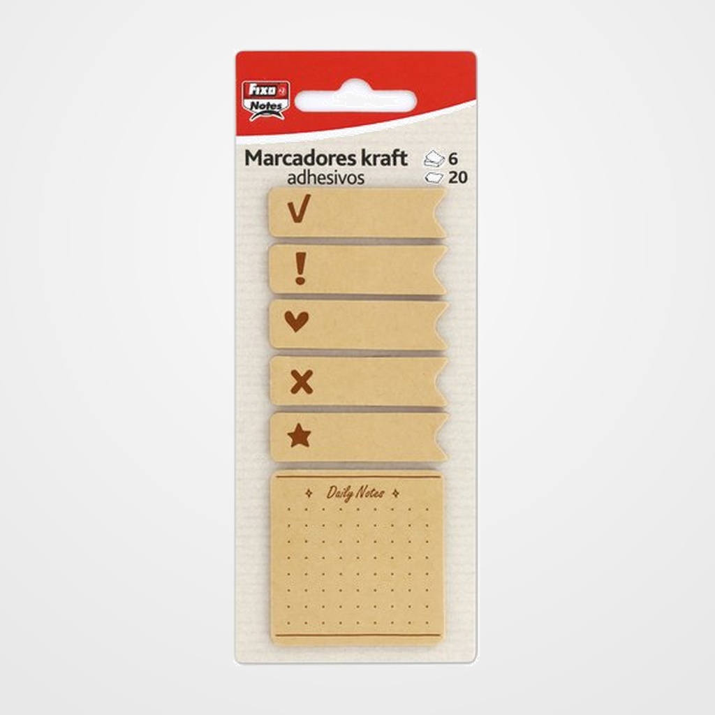 BANDERITAS ADHESIVAS FIXO NOTES KRAFT DAILY KRAFT PACK de 6