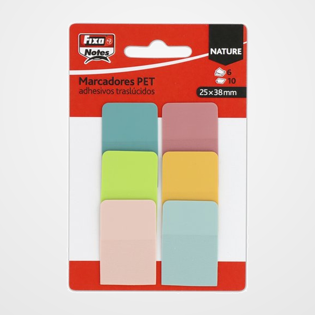 BANDERITAS ADHESIVAS FIXO NOTES 25X38MM TIERRA PACK de 6
