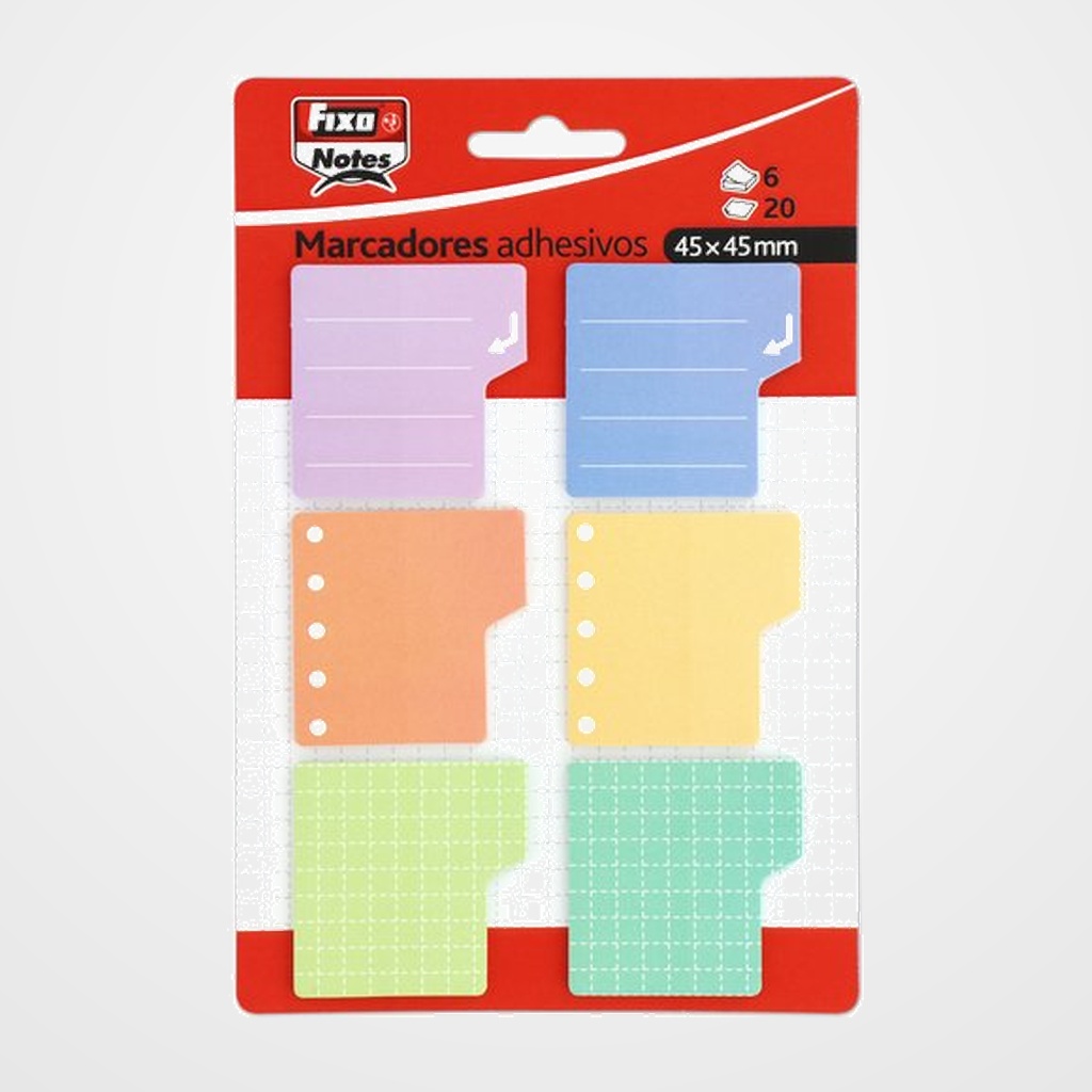 BANDERITAS ADHESIVAS FIXO NOTES 45X45MM SURTIDO  PACK de 6