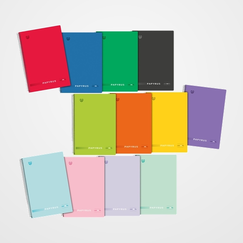 [10004155] BLOC PAPYRUS UNICLASIC tapa PP Fº 80h HORIZONTAL 90g SURTIDO PASTEL