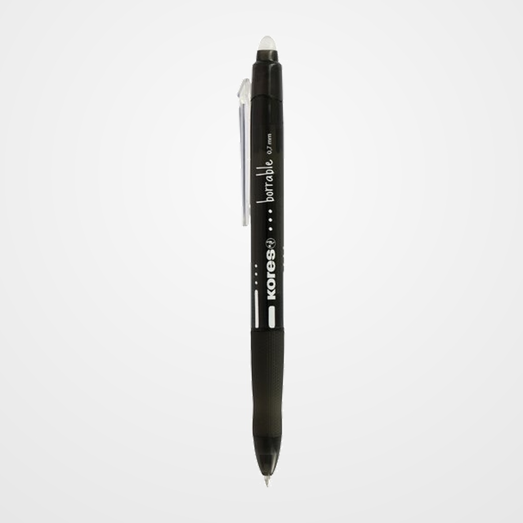 BOLIGRAFO BORRABLE KORES GEL RETRACTIL NEGRO