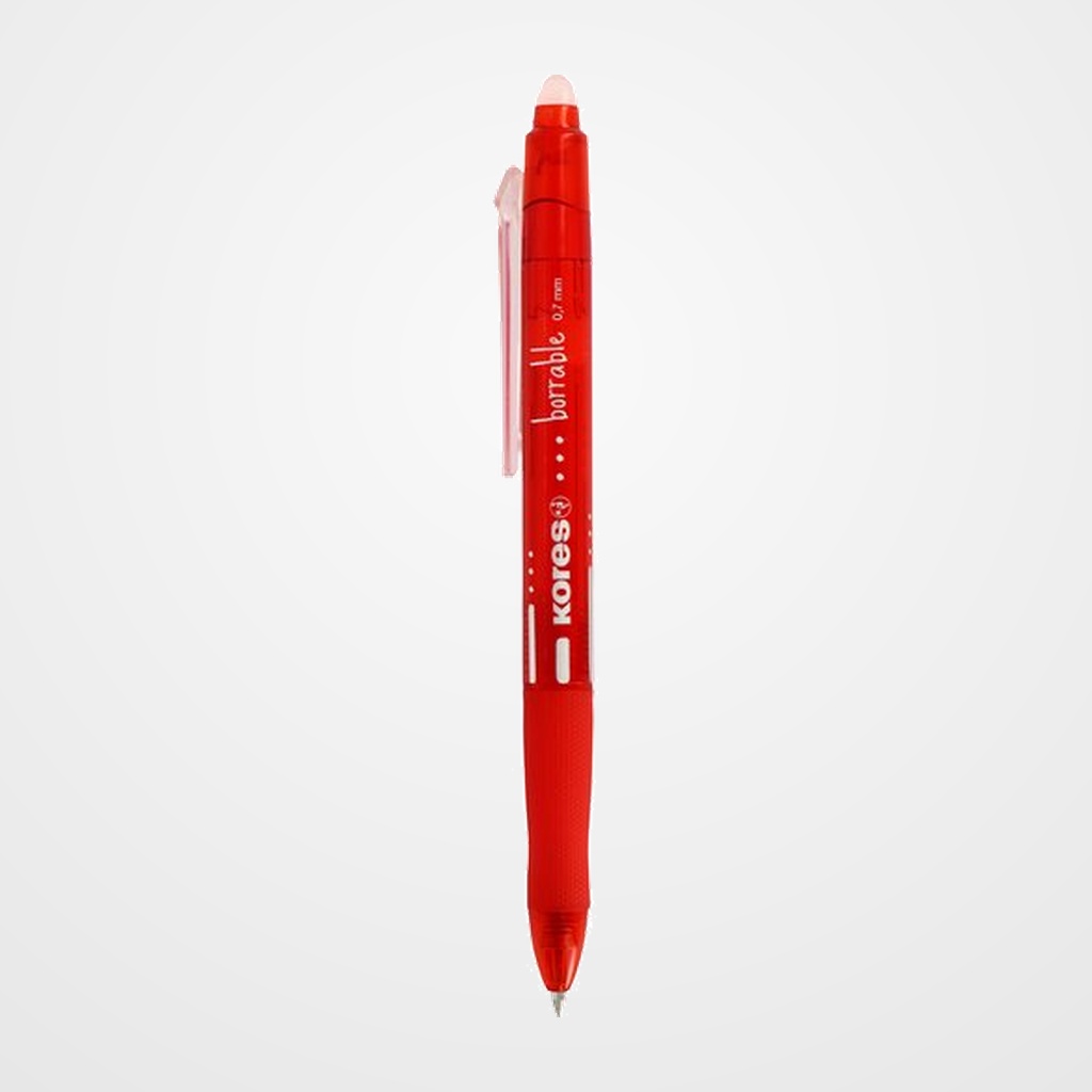 [10103187] BOLIGRAFO KORES GEL RETRACTIL BORRABLE ROJO