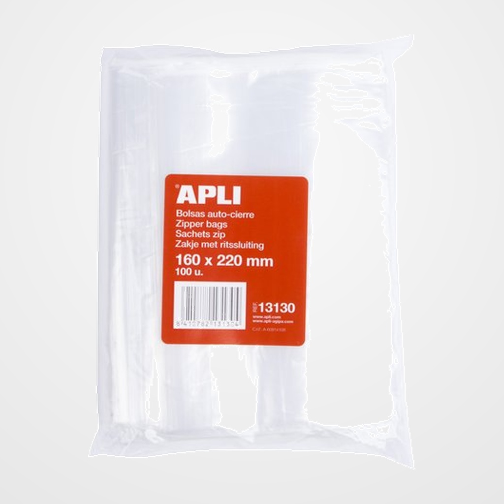 BOLSAS APLI AUTO-CIERRE 160x220 PAQUETE DE 100