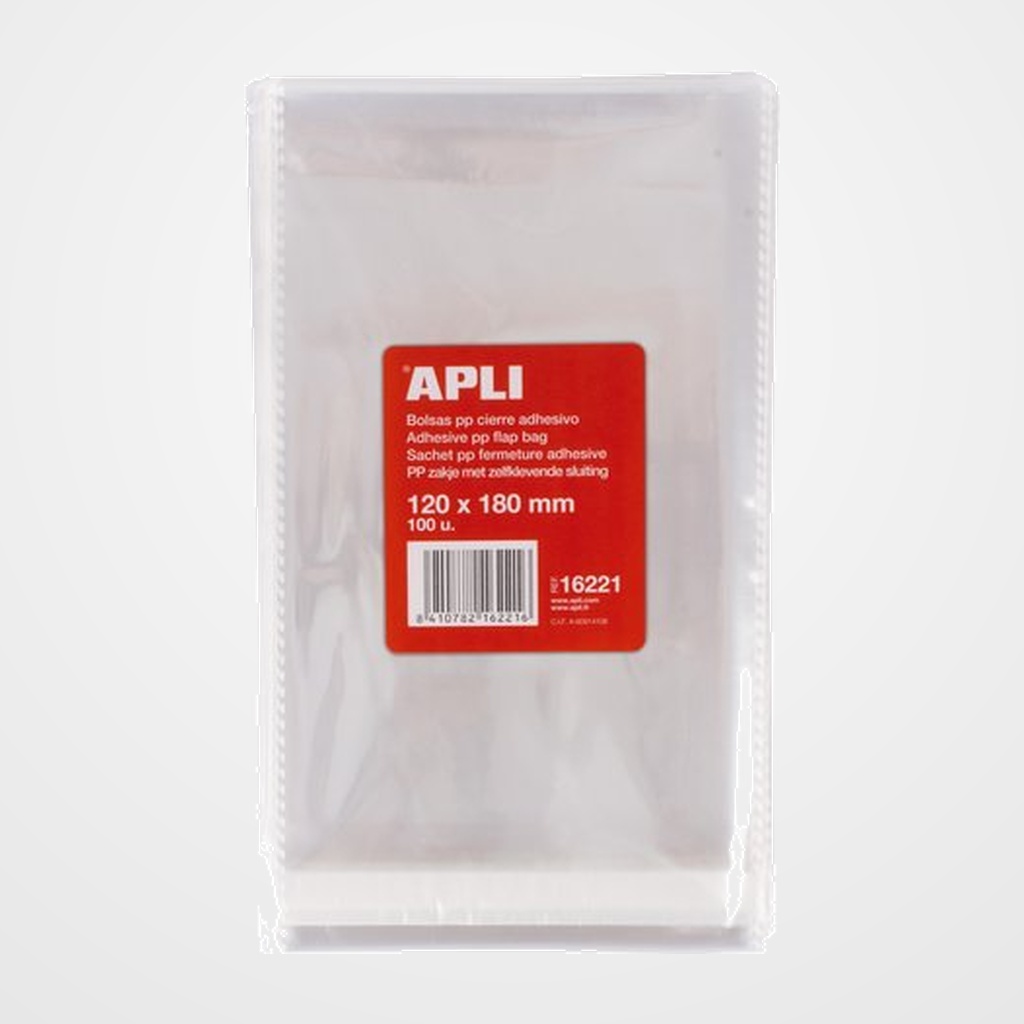 BOLSAS APLI POLIPROPILENO CIERRE ADHESIVO 120x180 BOLSA DE 100