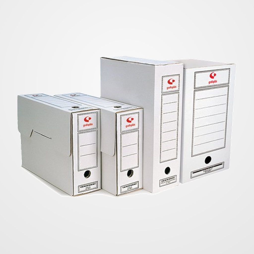 CAJA ARCHIVO DEFINITIVO GRAFOPLAS DOBLE FOLIO 355x250x195 BLANCO