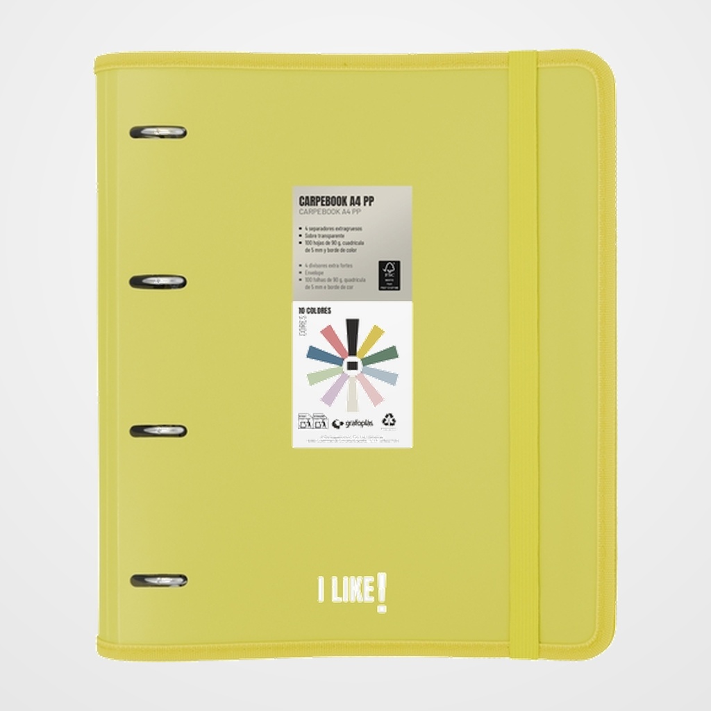 CARPEBLOC GRAFOPLAS LIKE 3 PP SEMIRRIGIDO OPACO A4 4 an.MIXTAS 35mm con REC.80 hj. AMARILLO