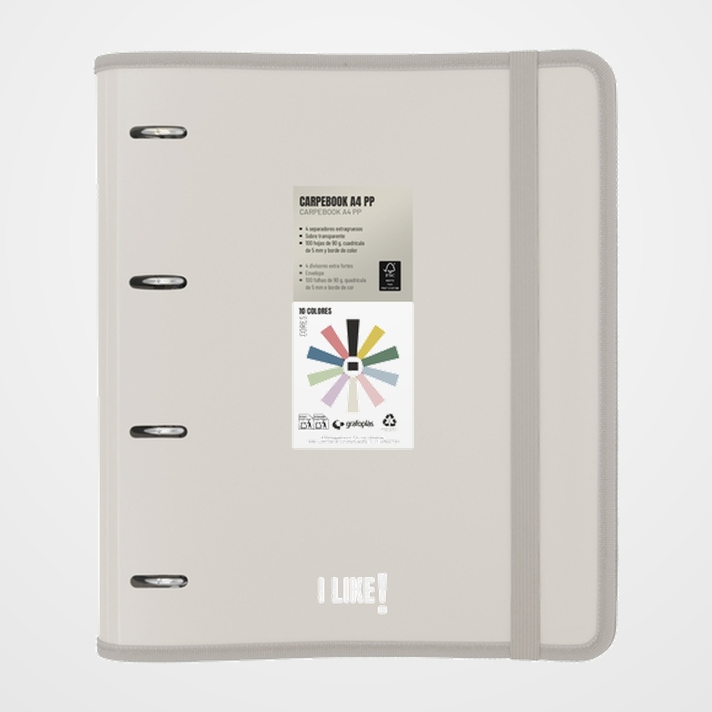 CARPEBLOC GRAFOPLAS LIKE 3 PP SEMIRRIGIDO OPACO A4 4 an.MIXTAS 35mm con REC.80 hj. ARENA