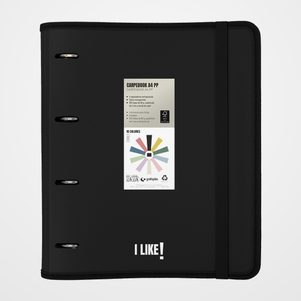 [10405425] CARPEBLOC GRAFOPLAS LIKE 3 PP SEMIRRIGIDO OPACO A4 4 an.MIXTAS 35mm con REC.80 hj. NEGRO