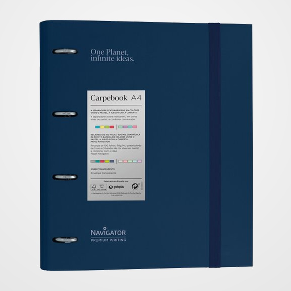 CARPEBLOC NAVIGATOR CARTON FORRADO A4 4 an.MIXTAS 35mm con REC.100 hj. AZUL