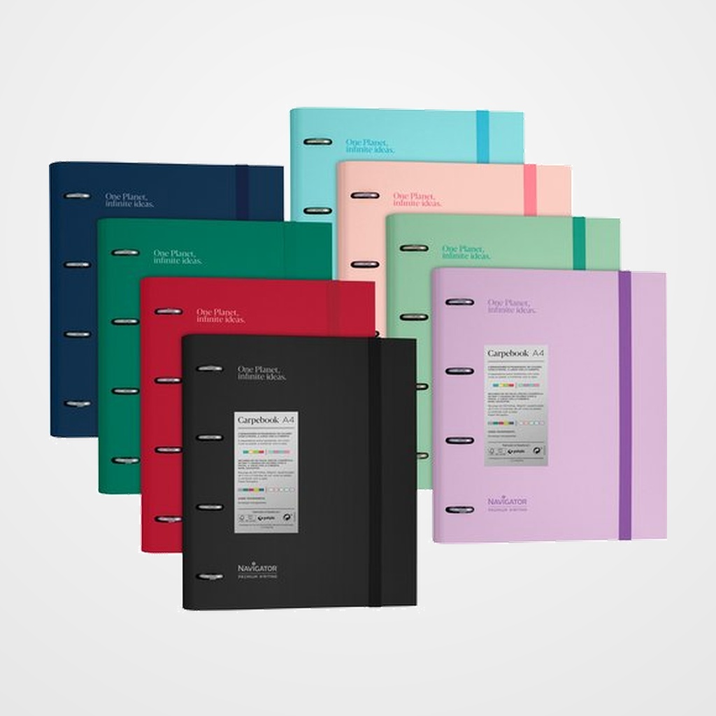 [10405207] CARPEBLOC NAVIGATOR CARTON FORRADO A4 4 an.MIXTAS 35mm con REC.100 hj. SURTIDO