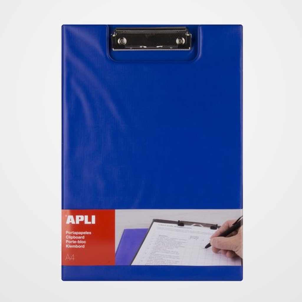 CARPETA con PINZA PORTABLOCS APLI PP A4 CON TAPA AZUL