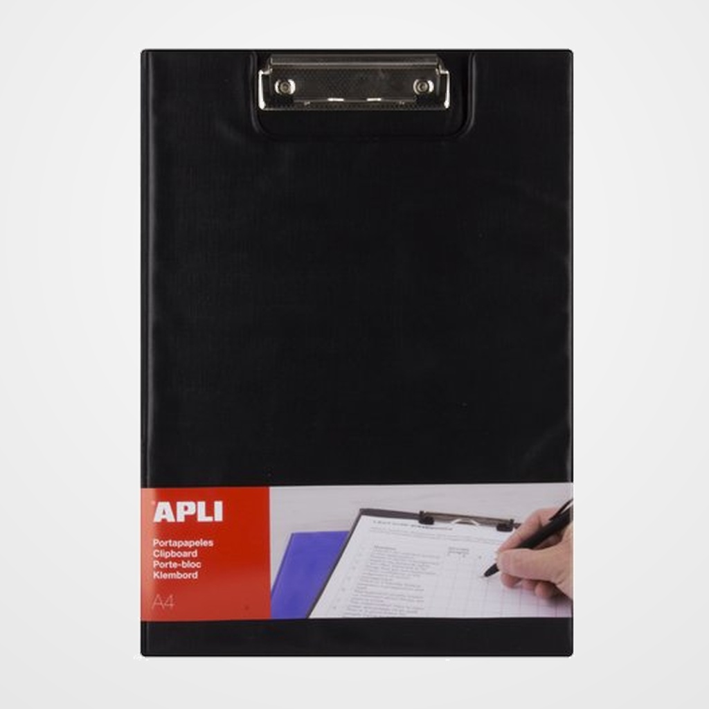CARPETA con PINZA PORTABLOCS APLI PP A4 CON TAPA NEGRO