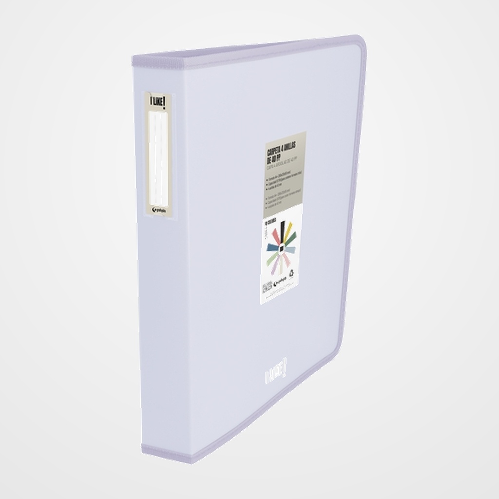 CARPETA de ANILLAS GRAFOPLAS LIKE 3 PP A4+ 4 an.MIXTAS 40mm LAVANDA SOFT