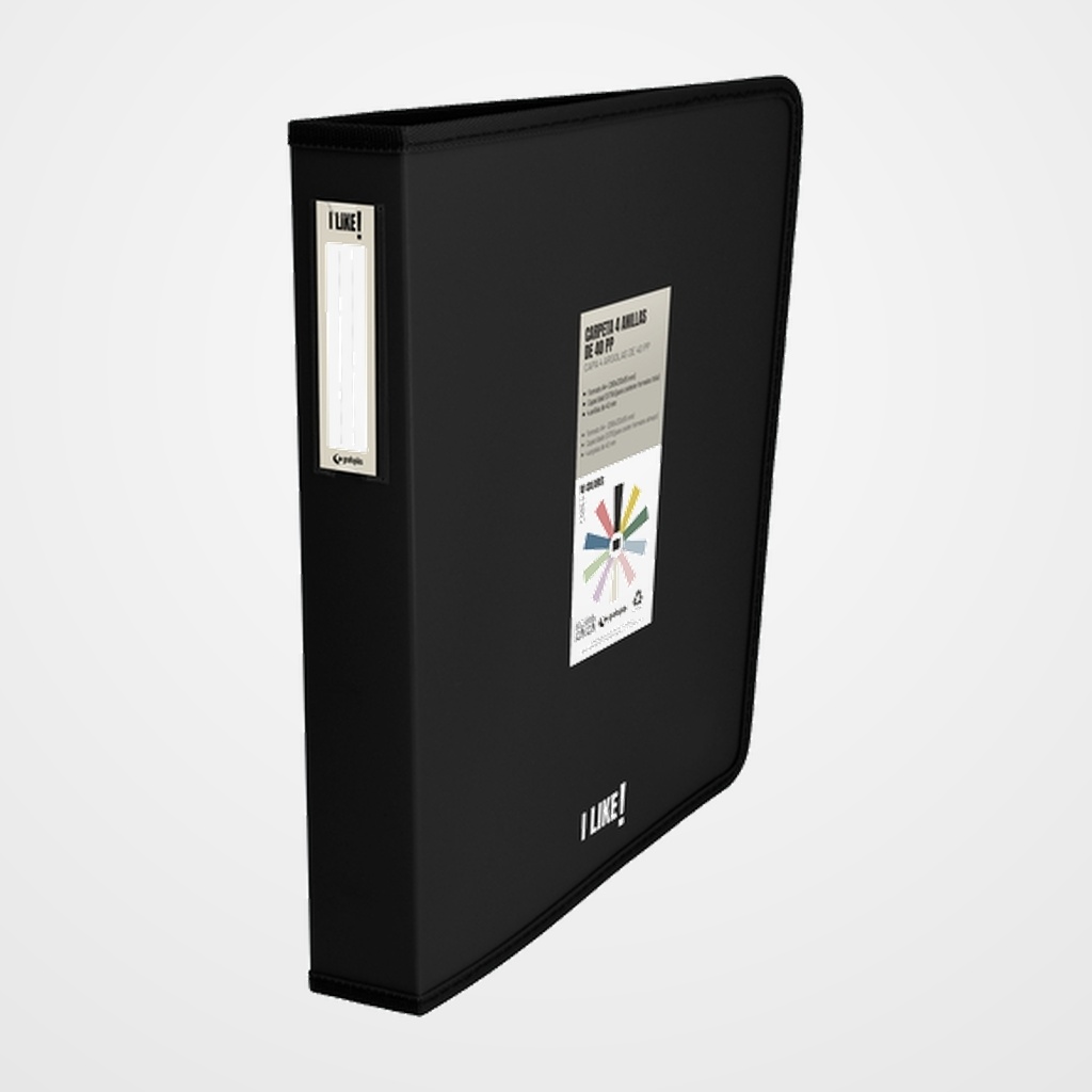 CARPETA de ANILLAS GRAFOPLAS LIKE 3 PP A4+ 4 an.MIXTAS 40mm NEGRO