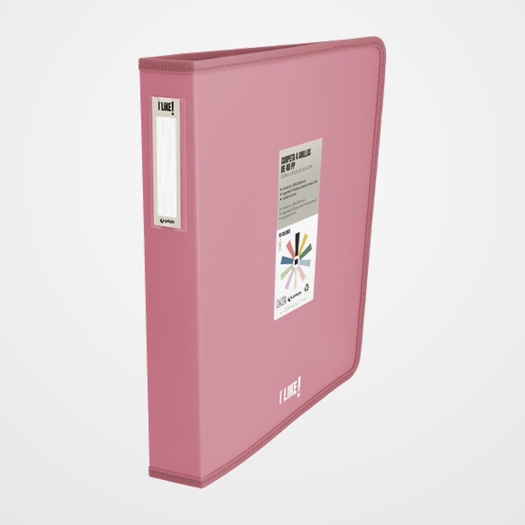 CARPETA de ANILLAS GRAFOPLAS LIKE 3 PP A4+ 4 an.MIXTAS 40mm ROSA