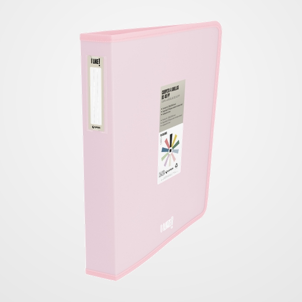 CARPETA de ANILLAS GRAFOPLAS LIKE 3 PP A4+ 4 an.MIXTAS 40mm ROSA SOFT