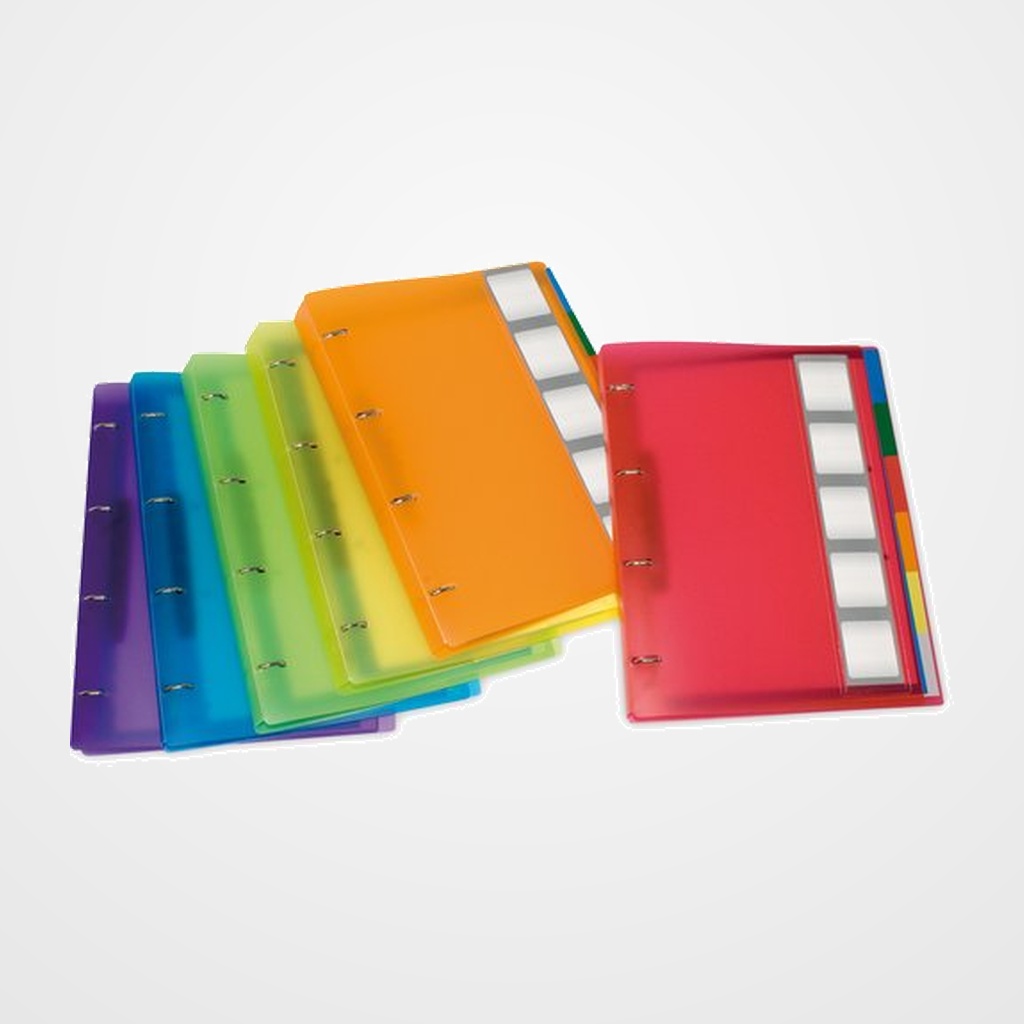 CARPETA de ANILLAS GRAFOPLAS PP TRANS. COLORGRAF Fº 4 an.MIXTAS 25mm y 5 SEPARAD. NARANJA