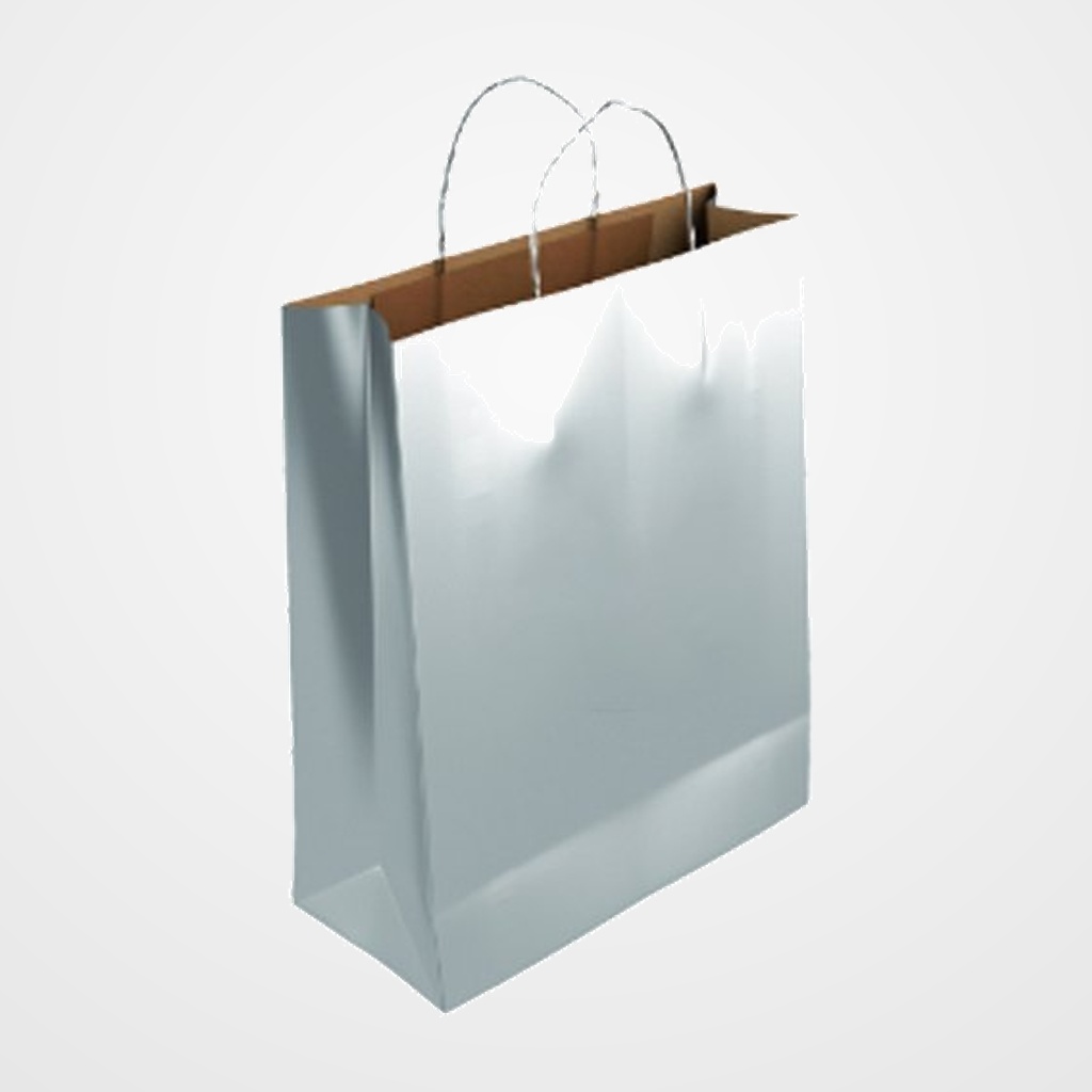 BOLSA de PAPEL ANDINA KRAFT LISO 40x46x18 cm CRUDO/PLATA PAQUETE de 25
