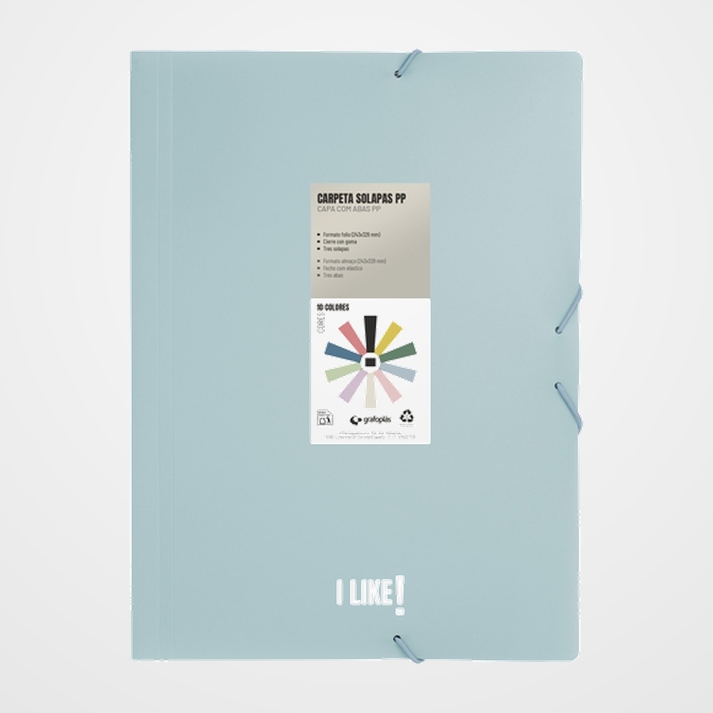 [10405406] CARPETA de GOMAS y SOLAPAS GRAFOPLAS PP LIKE 3 Fº AZUL CLARO