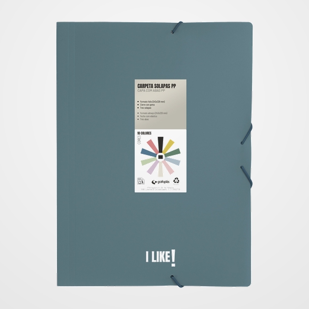 [10405407] CARPETA de GOMAS y SOLAPAS GRAFOPLAS PP LIKE 3 Fº AZUL OSCURO