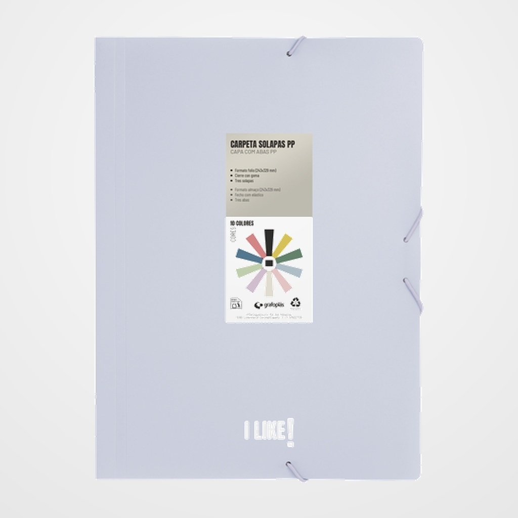 CARPETA de GOMAS y SOLAPAS GRAFOPLAS PP LIKE 3 Fº LAVANDA SOFT
