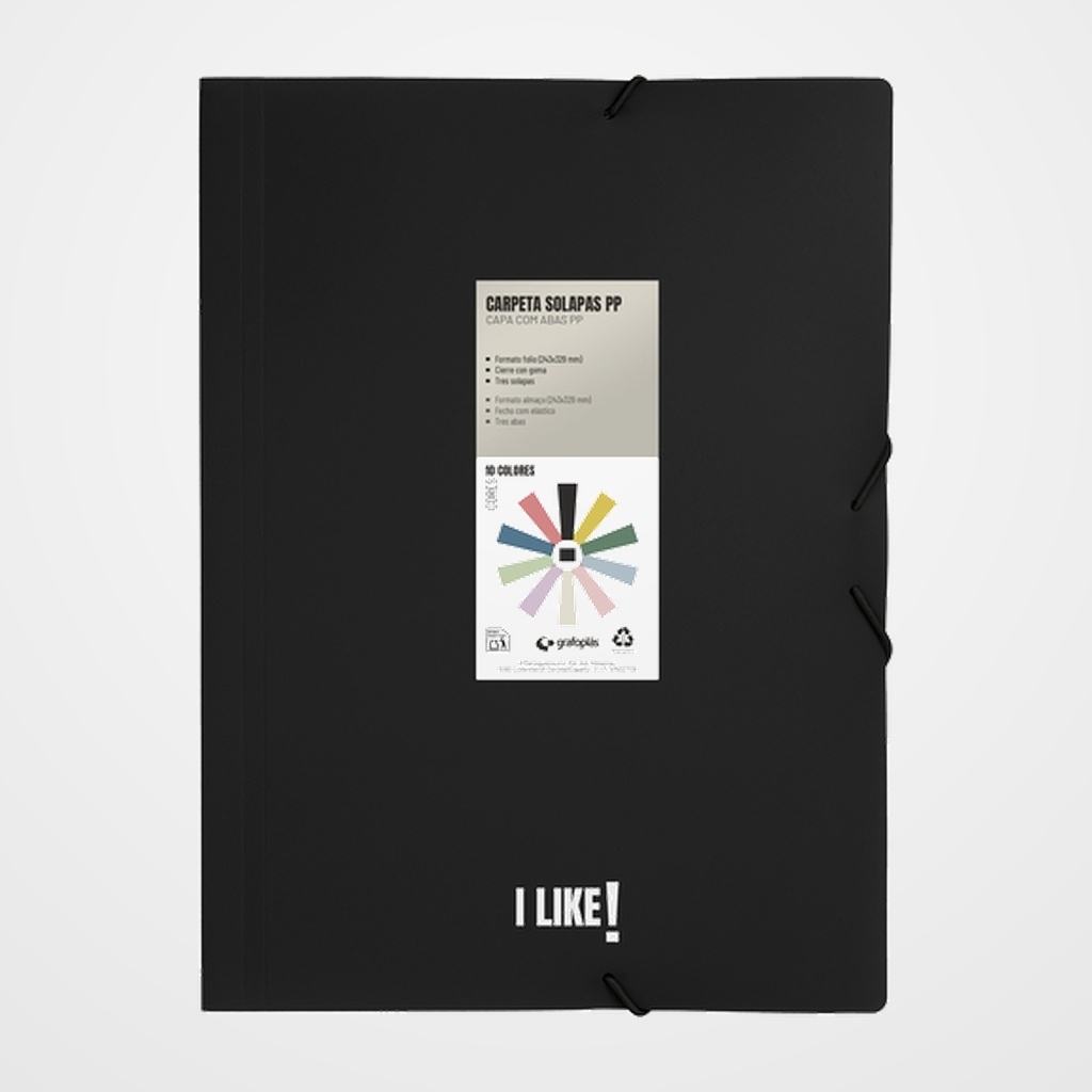 [10405403] CARPETA de GOMAS y SOLAPAS GRAFOPLAS PP LIKE 3 Fº NEGRO