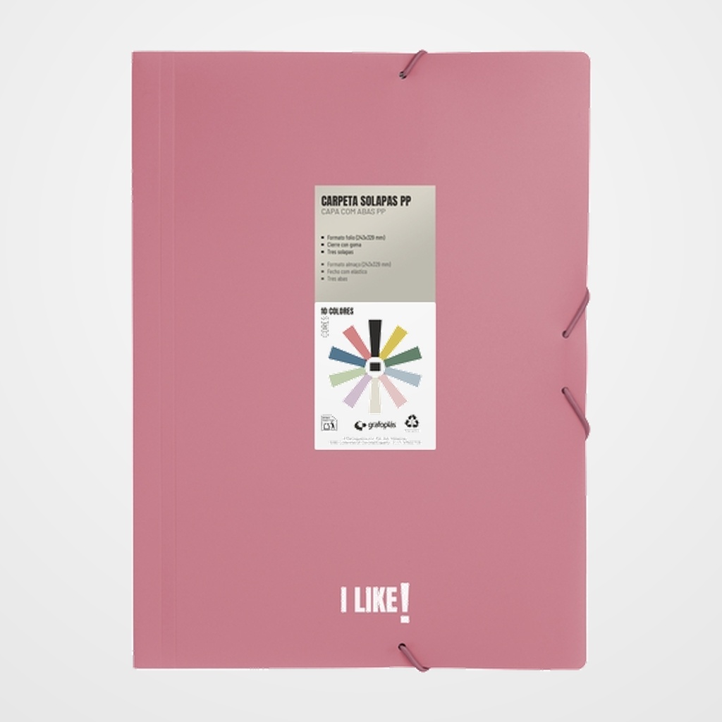 CARPETA de GOMAS y SOLAPAS GRAFOPLAS PP LIKE 3 Fº ROSA
