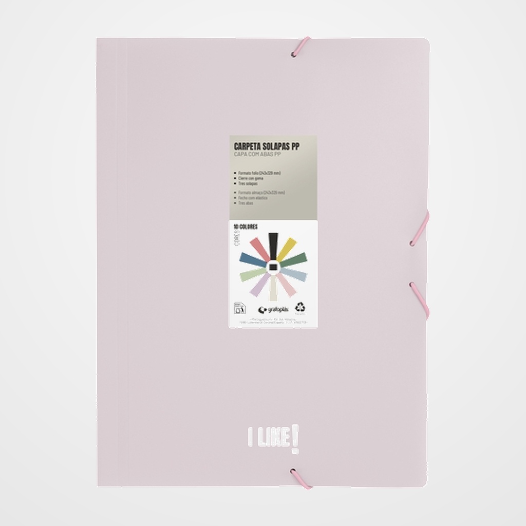 CARPETA de GOMAS y SOLAPAS GRAFOPLAS PP LIKE 3 Fº ROSA SOFT