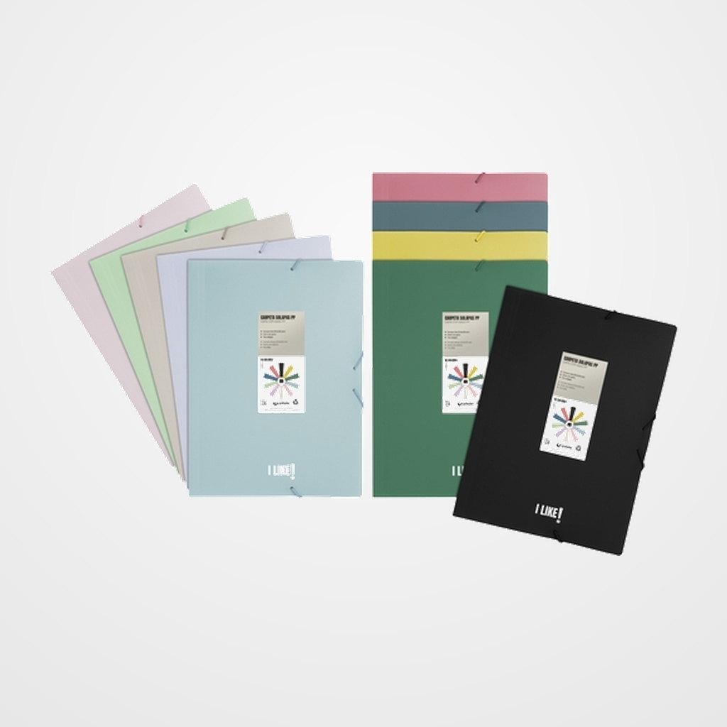 CARPETA de GOMAS y SOLAPAS GRAFOPLAS PP LIKE 3 Fº SURTIDO