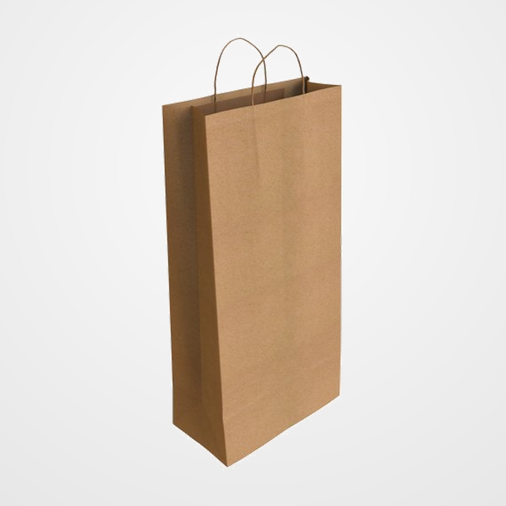 BOLSA de PAPEL ANDINA KRAFT VERJURADO 18x39x8 cm (botella) CRUDO/NATURAL PAQUETE de 50